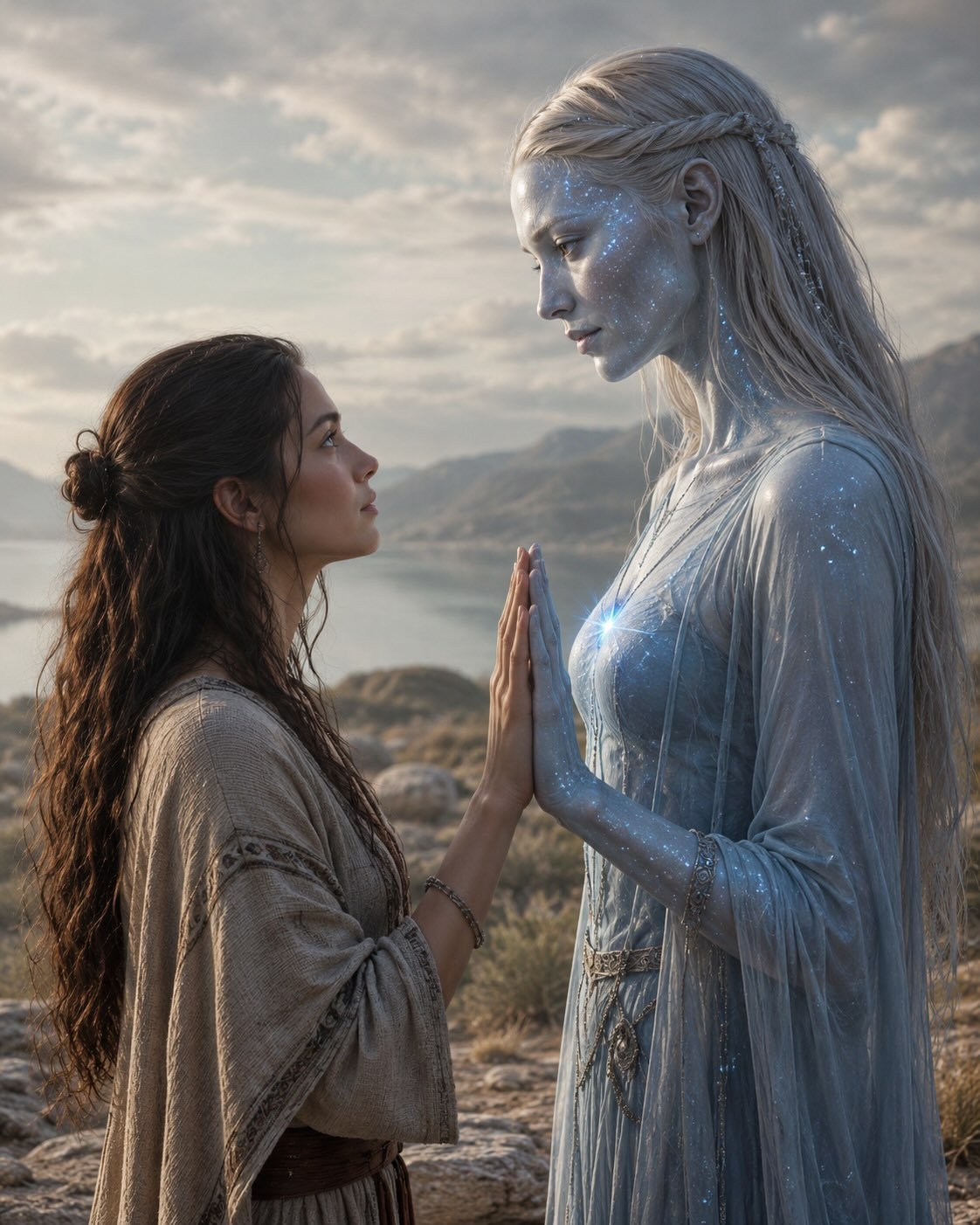 Smaller version of woman connecting with Pleaidian